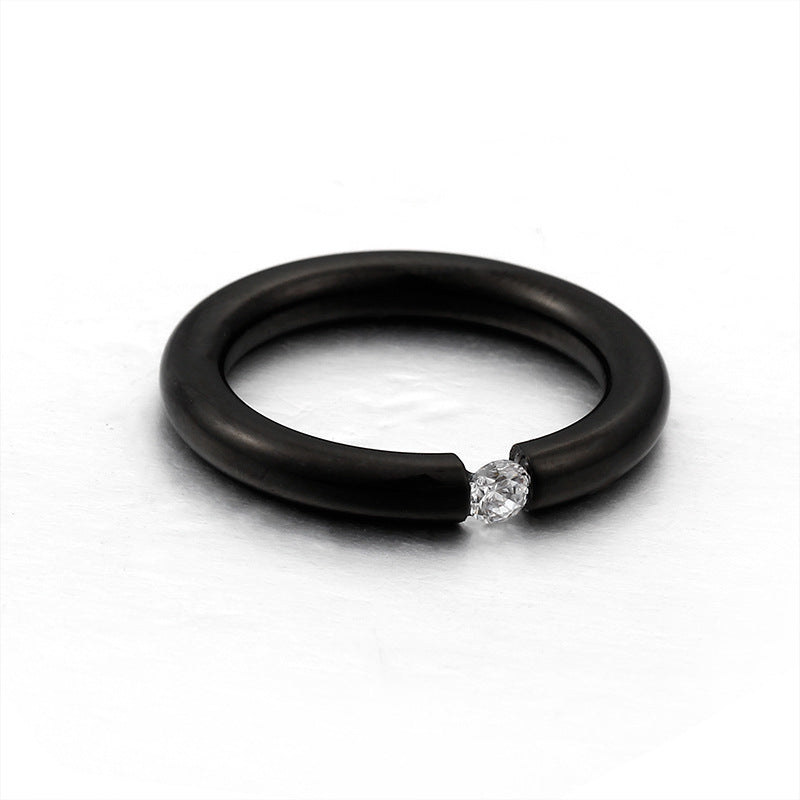 Wholesale Titanium Steel Gold-plated Zirconium Diamond Ring Personality Ring